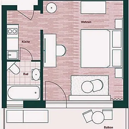 아파트호텔 Livingroom Mathildenhoehe